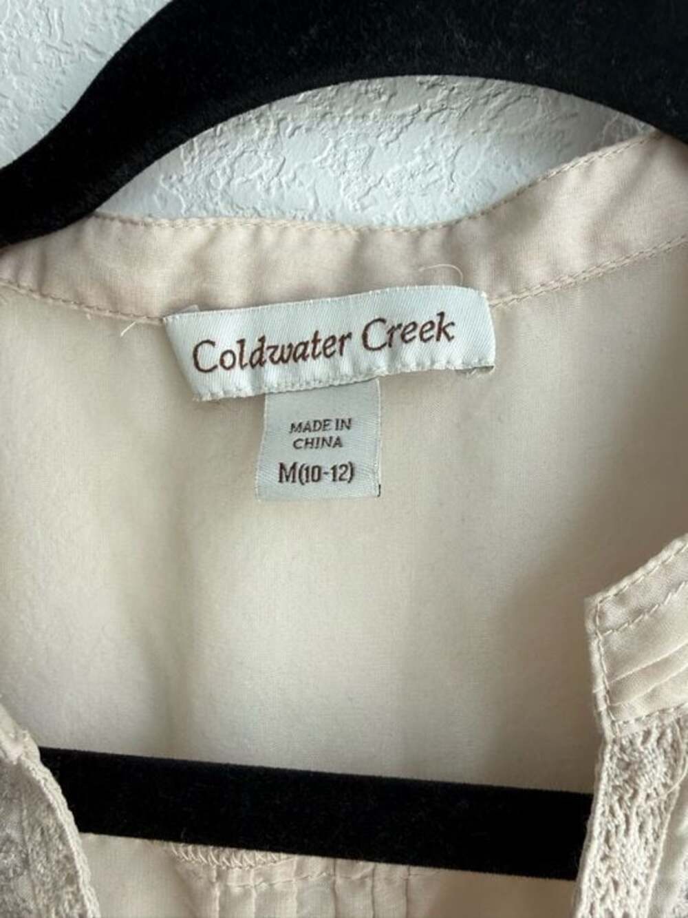 Coldwater Creek Sheer Lace-Front Cream Blouse SZ M - Picture 3 of 3